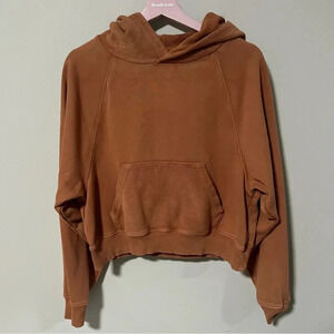 Aerie Cropped Pullover Hoodie Burnt Orange Size Small